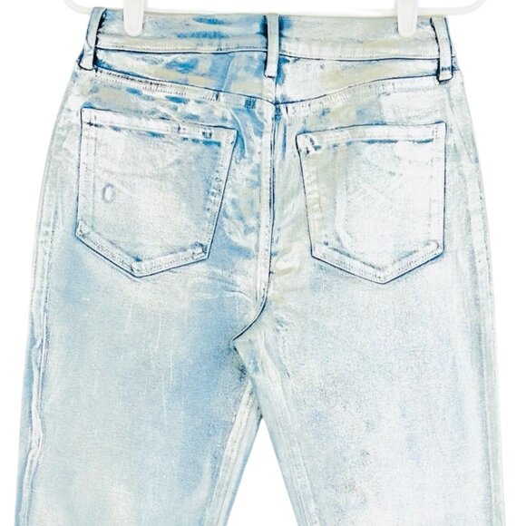 a.n.a. Women's High-Rise Straight Stretch Metallic Effect Silver Jeans Sz 2 NWT - Picture 4 of 15